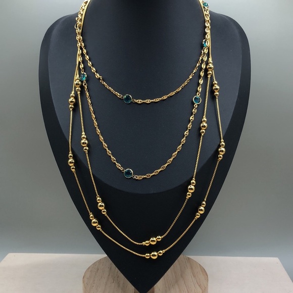 Curated bundle elegant statement gold tone chain necklaces Lorren Bell and Avon - Picture 2 of 5